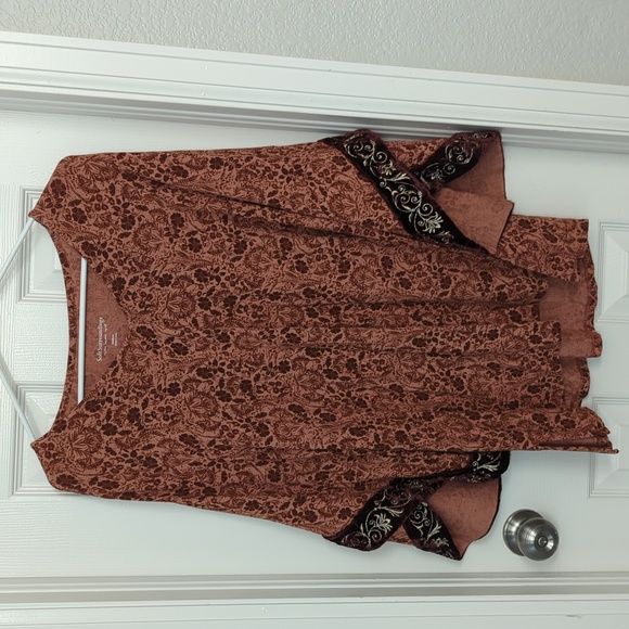 Soft Surroundings Tuscany Tunic Exaggerated Overlapping Velvet Trim Sleeve Size - Picture 1 of 10